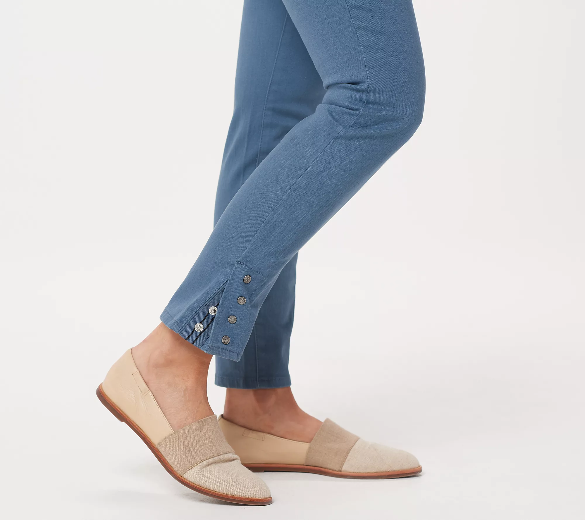 "As Is" Martha Stewart Petite Colored Denim Jeans with Ankle Snaps