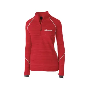 900 Global Red Dark Matter Ladies Deviate Bowling Pullover