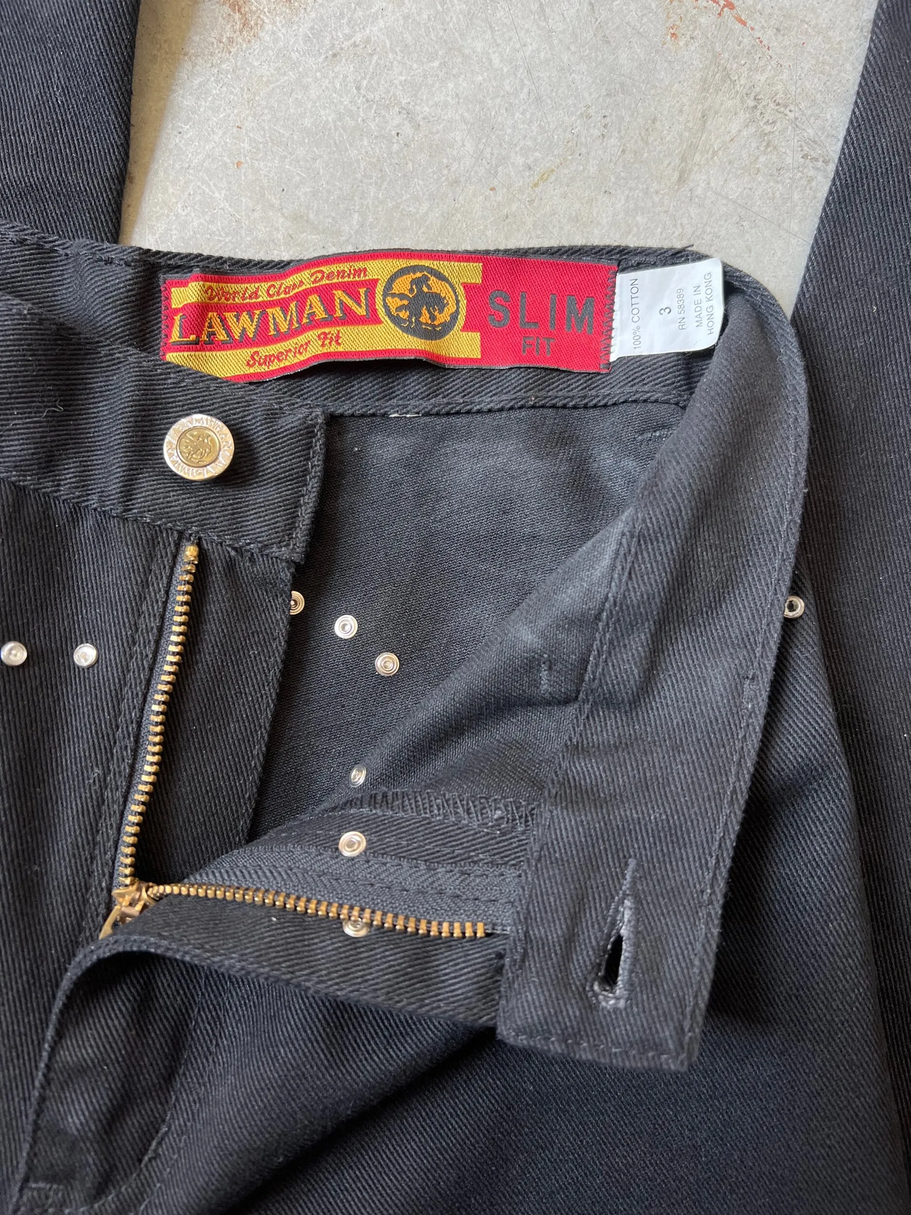 90s Lawman Black Western Tapered Leg Jeans w/Rhinestones, Size 0 / XXS-