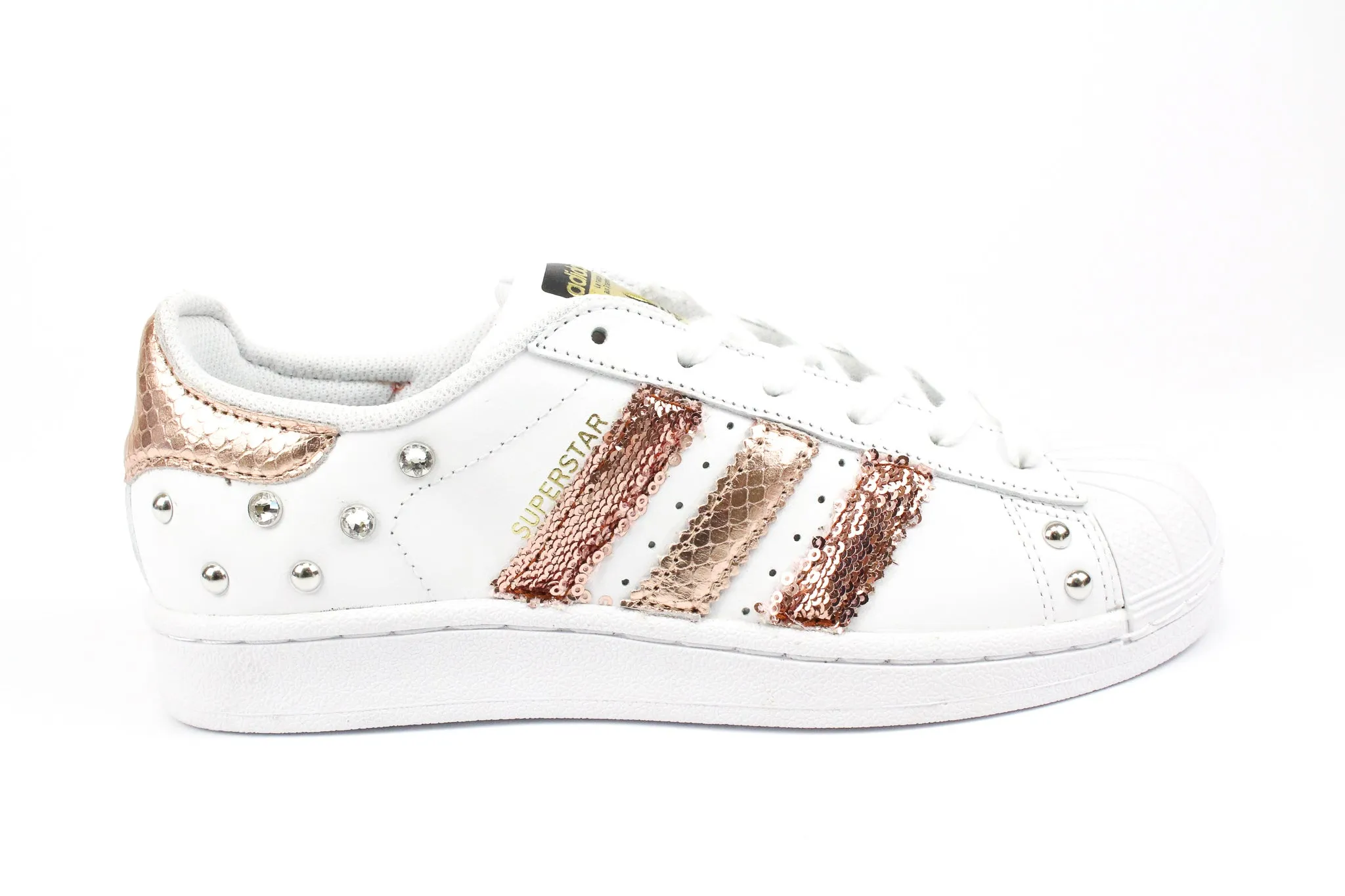 Adidas Superstar Pitone Laminato Rosa Rame Paillettes & Strass