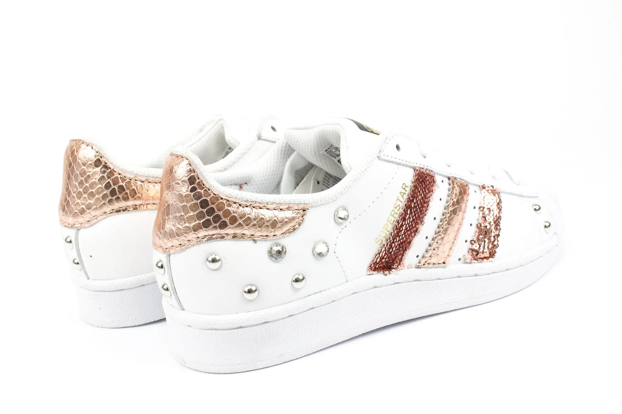 Adidas Superstar Pitone Laminato Rosa Rame Paillettes & Strass