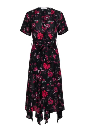 A.L.C. -  Black & Red Floral Wrap Dress Sz 4