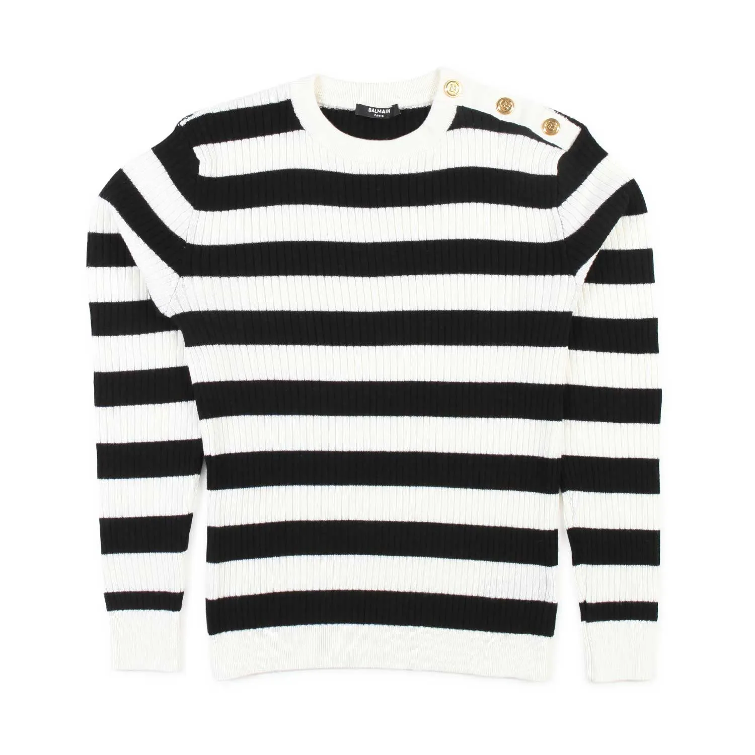 Balmain Cream And Black Striped Pullover For Teen Girl