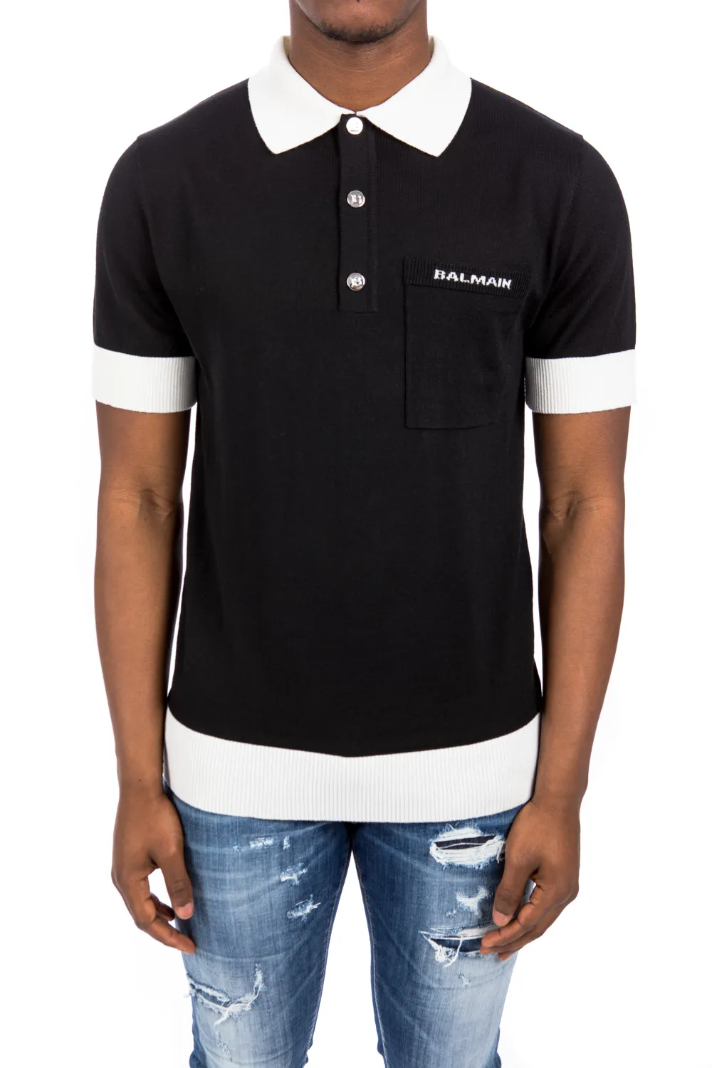 Balmain Knit Merino Polo | Credomen