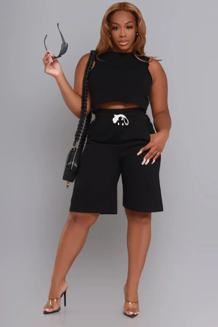 Beat You To It Sleeveless Crop Top - Black