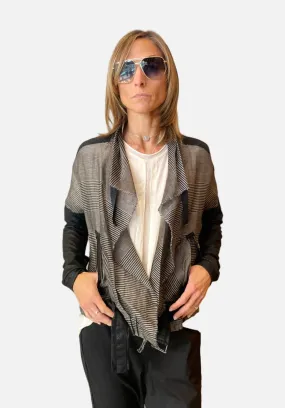 Belted Jacket - Black Grey Stripe