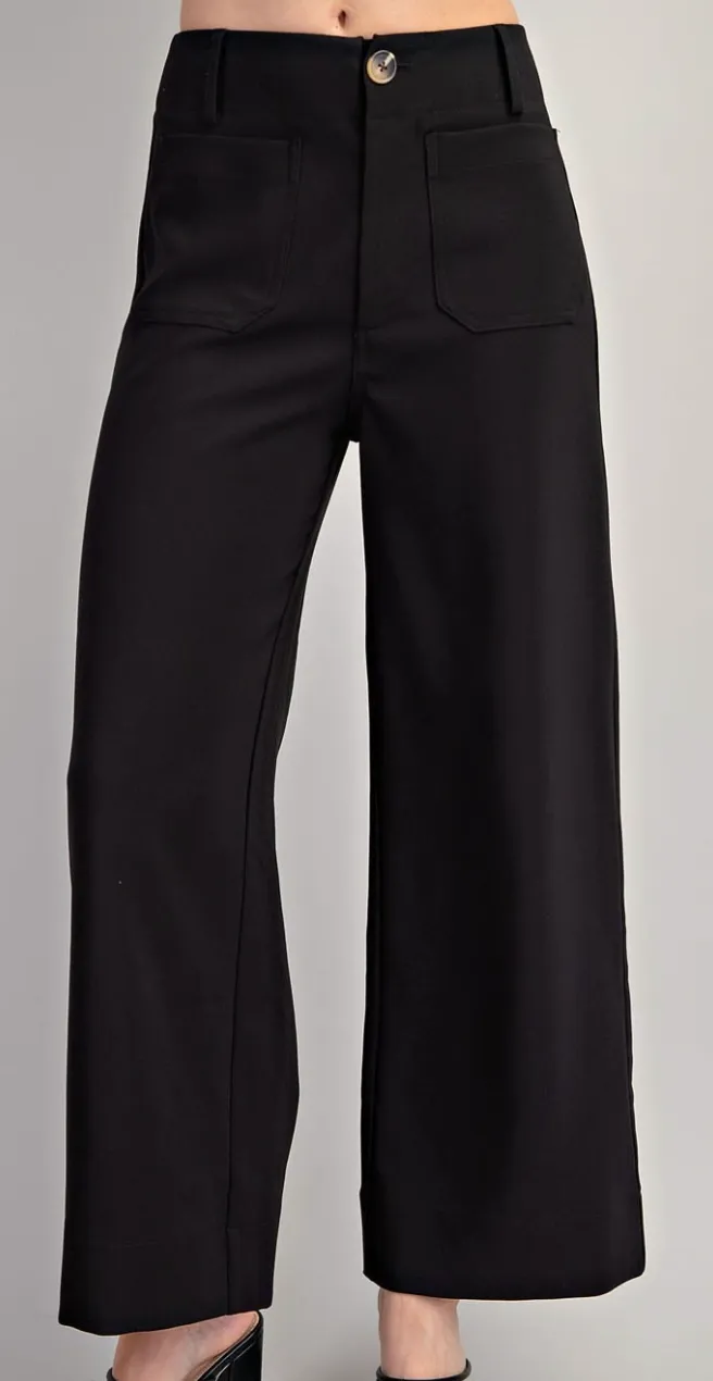 Black Colette Cropped Wide-Leg Pants