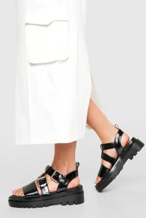 Buckle Detail Two Part Flatform Sandals