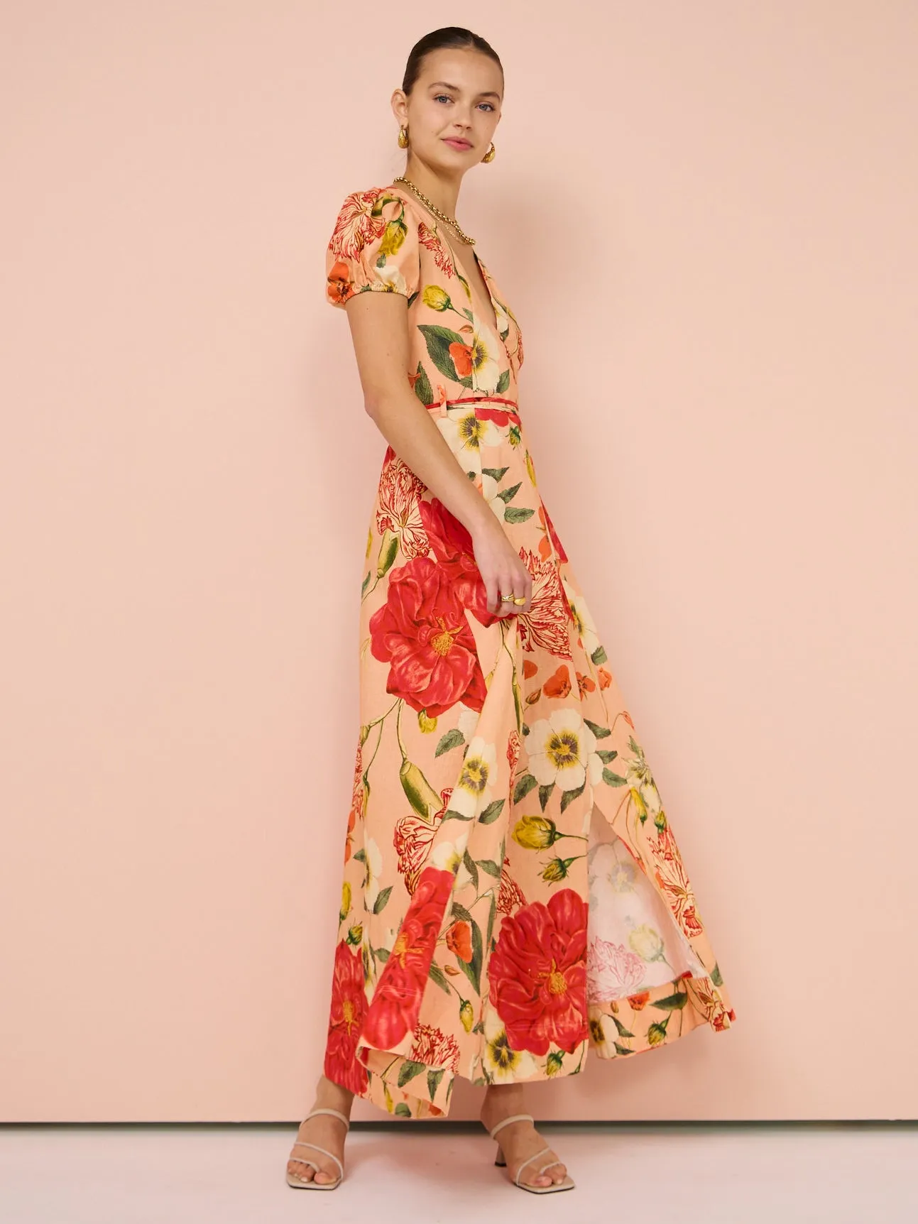 By Nicola Havanna Wrap Maxi Dress in Raspberry Punch Floral