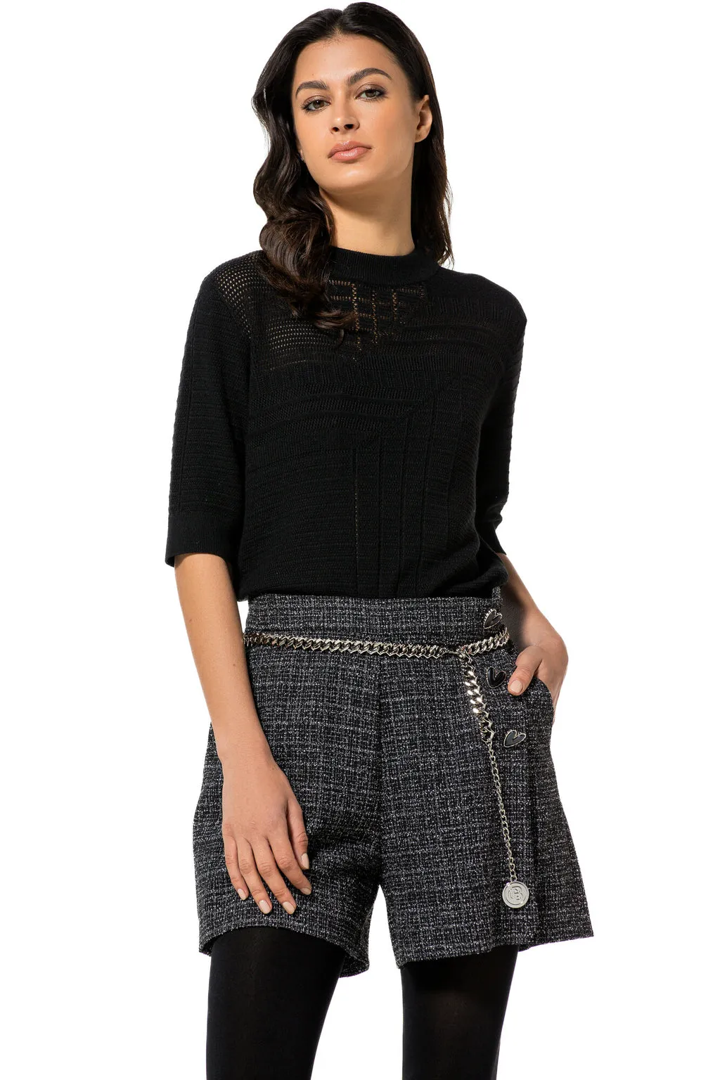 Caroline Biss BLACK SEMI-TRANSPARENT PULLOVER