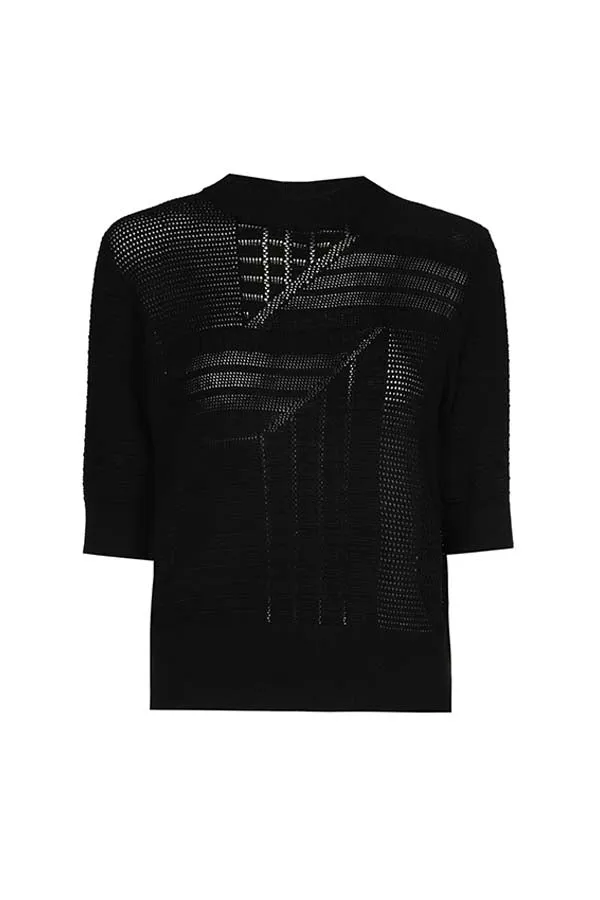 Caroline Biss BLACK SEMI-TRANSPARENT PULLOVER