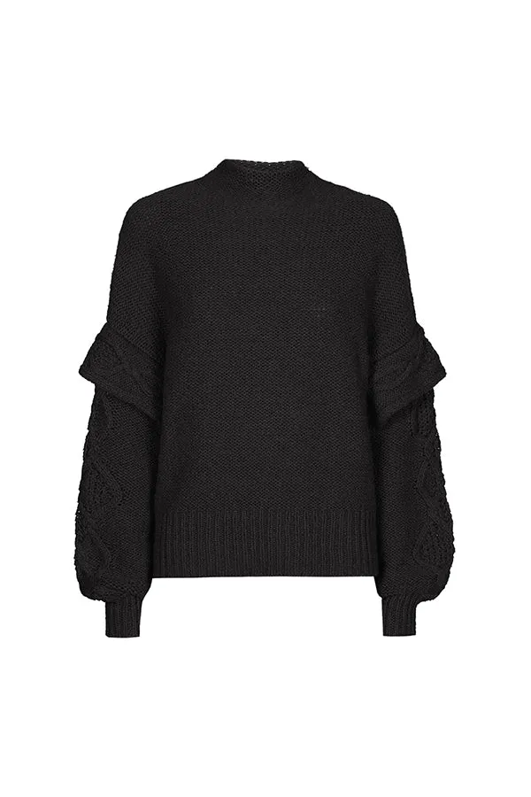 Caroline Biss CABLE KNIT SLEEVES PULLOVER