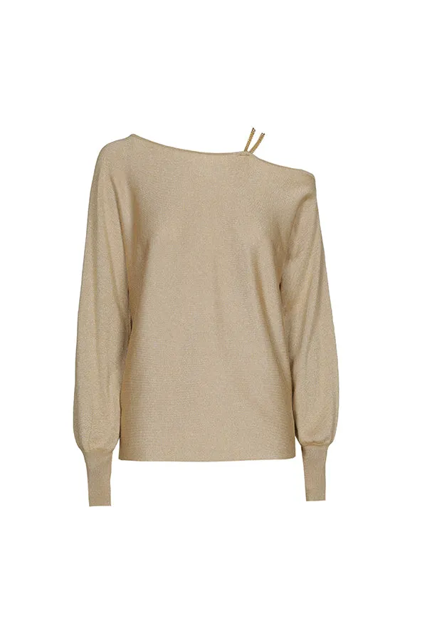 Caroline Biss GOLD LOOSE CHAIN STRAP PULLOVER