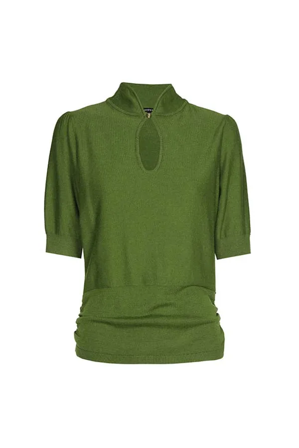 Caroline Biss GREEN FINE-KNIT PULLOVER