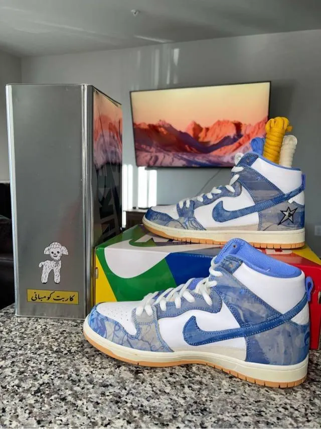 Carpet company x nike sb dunk high royal pulse