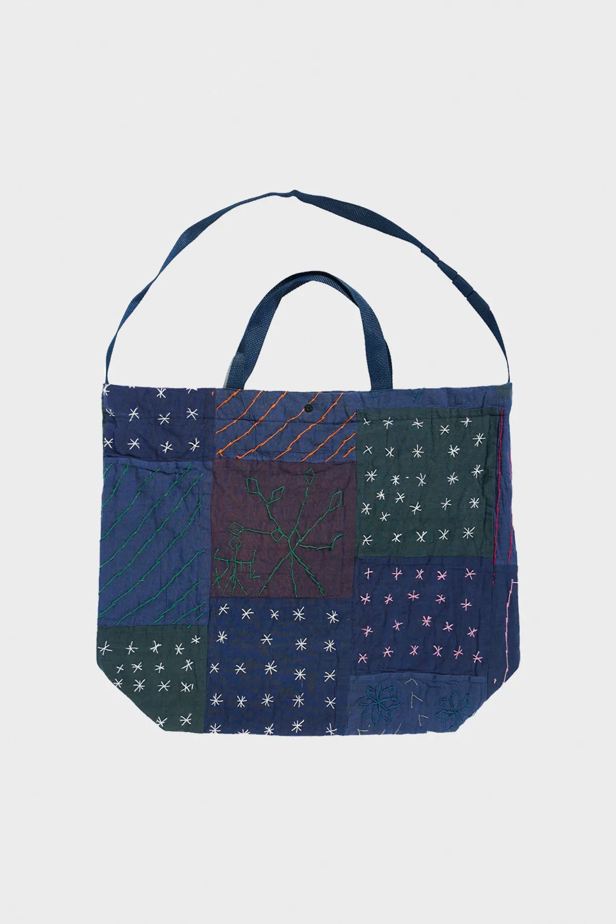 Carry All Tote - Navy Square Handstitch