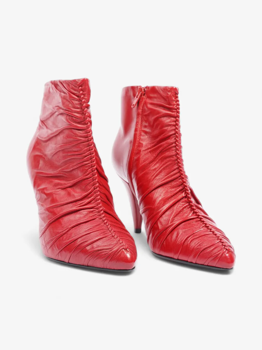 Celine Ankle Boot Red Leather EU 39 UK 6