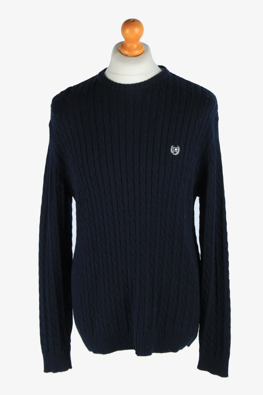 Chaps Crew Neck Jumper Pullover 90s Navy M - Pepper Tree London