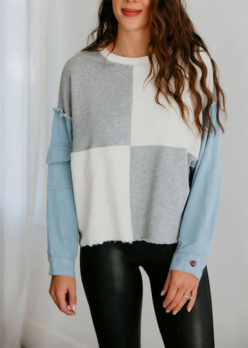 Chloe Denim Sleeve Pullover