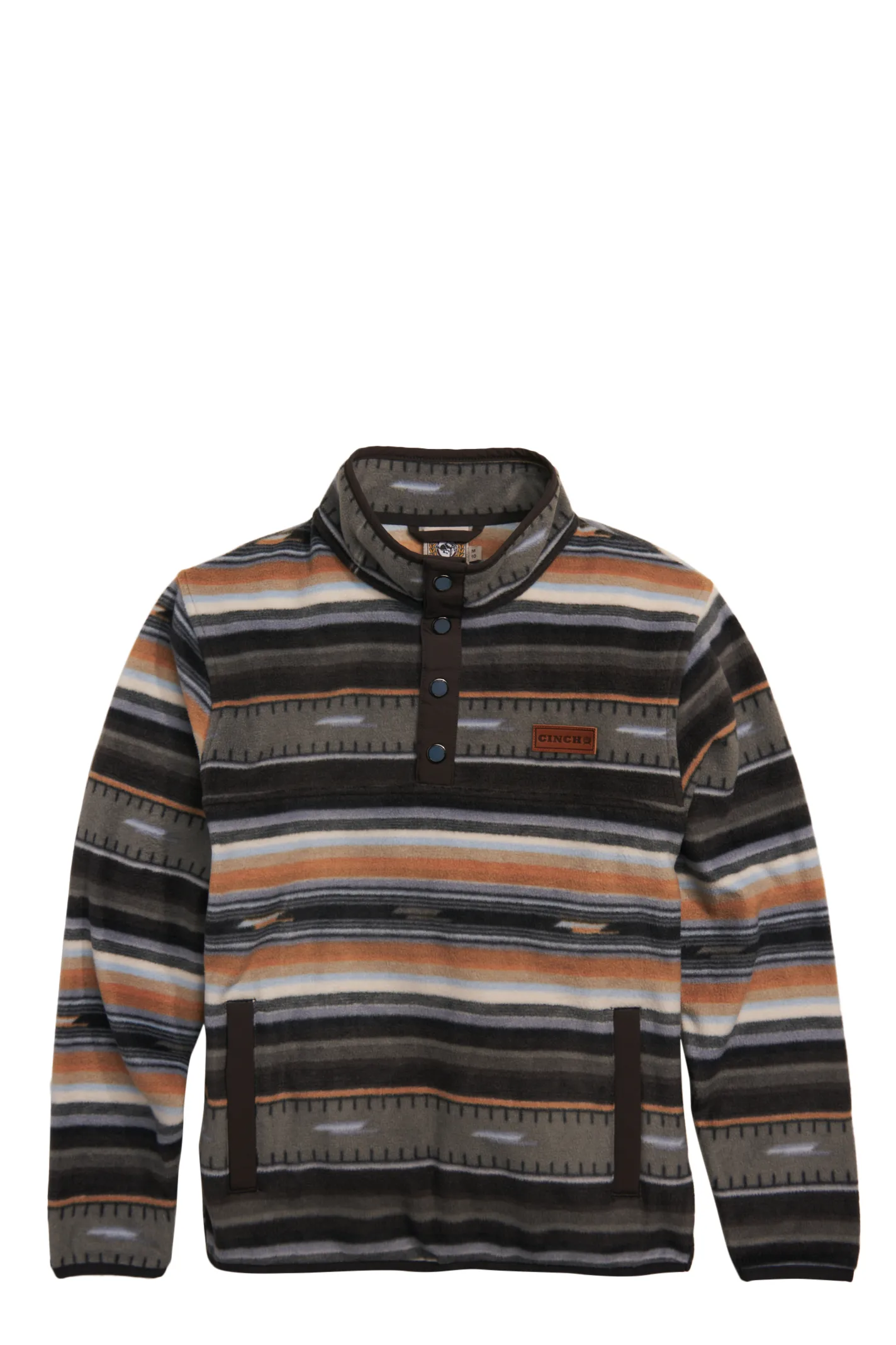 Cinch Boy's Grey & Gold Serape 1/3 Snap Polar Fleece Pullover