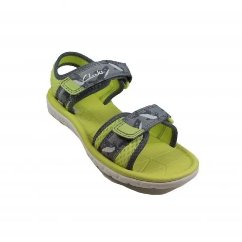 Clarks Surfing Tide Toddler | Yellow Textile | Childrens Rip Tape Sandals