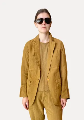 Comfort Fit Linen Jacket - Oil