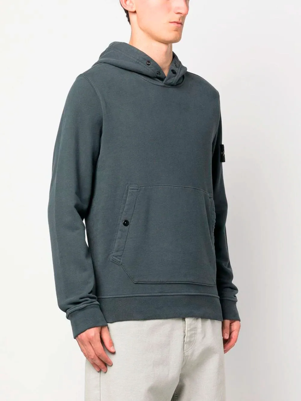 Compass-patch cotton hoodie