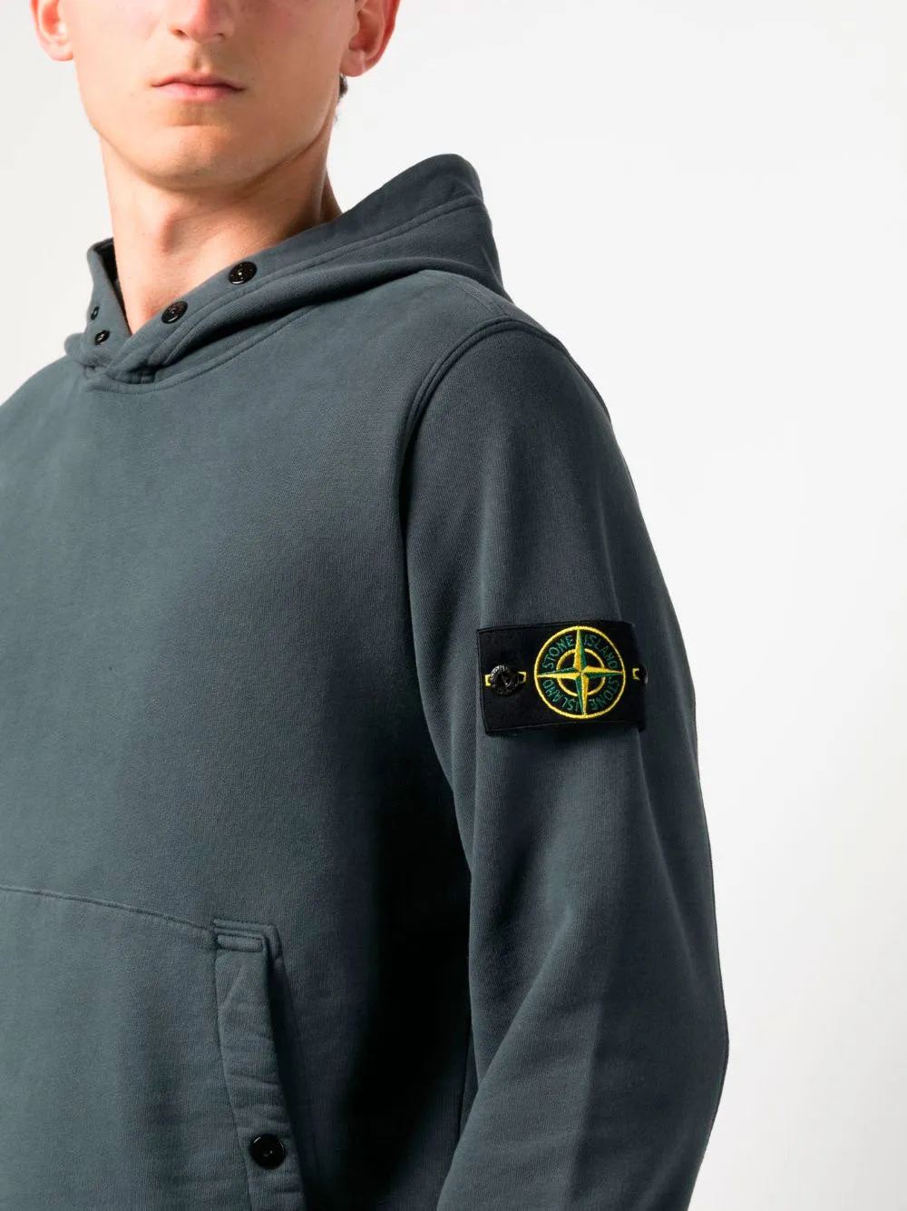 Compass-patch cotton hoodie