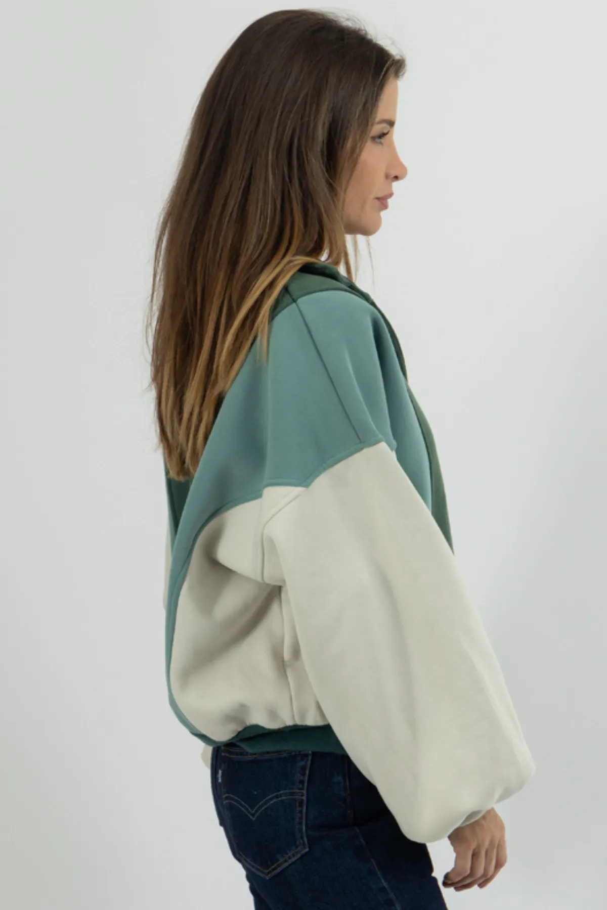 COZY JADE COLORBLOCKED PULLOVER