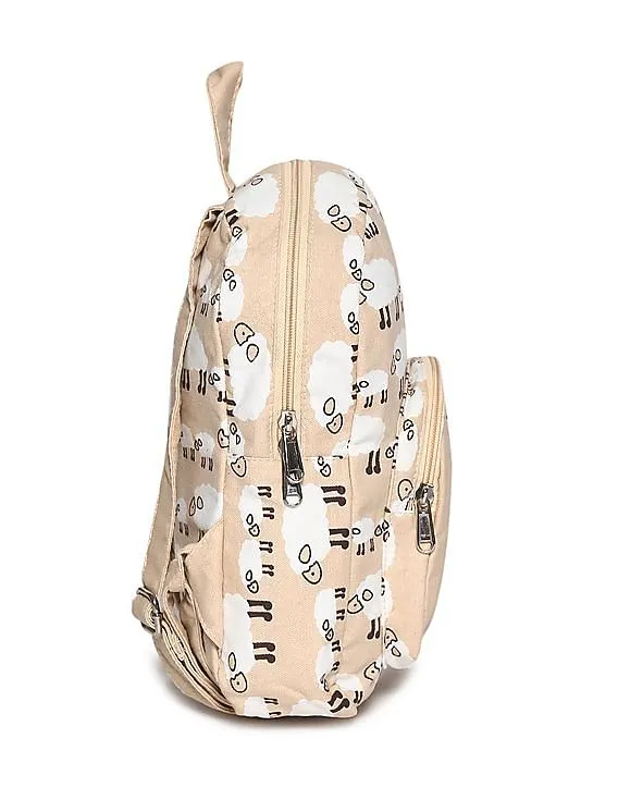 Day 2 Day Beige Girls Printed Backpack