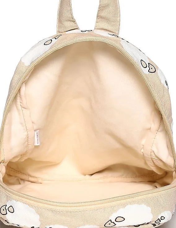 Day 2 Day Beige Girls Printed Backpack