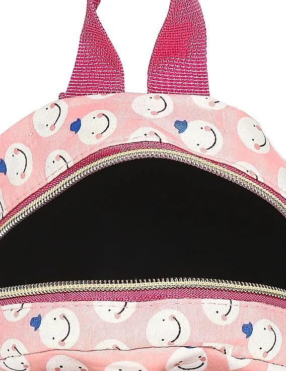 Day 2 Day Girls Pink Bow Accent Smiley Print Backpack