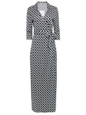 Diane von Furstenberg - Black & White Chain Link Wrap Dress Sz 10