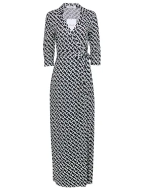 Diane von Furstenberg - Black & White Chain Link Wrap Dress Sz 8