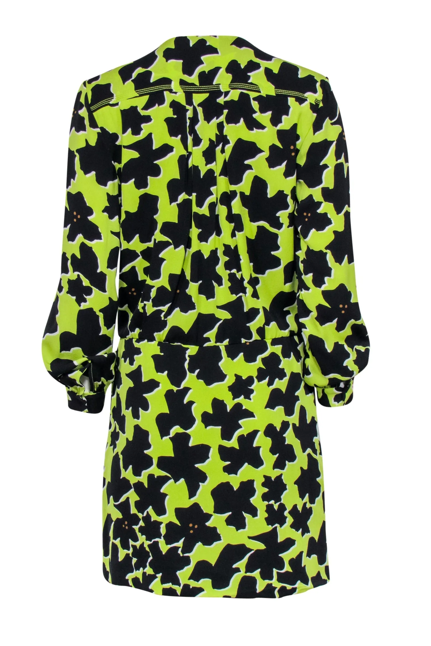 Diane von Furstenberg - Green & Black Long Sleeve Wrap Dress Sz 4