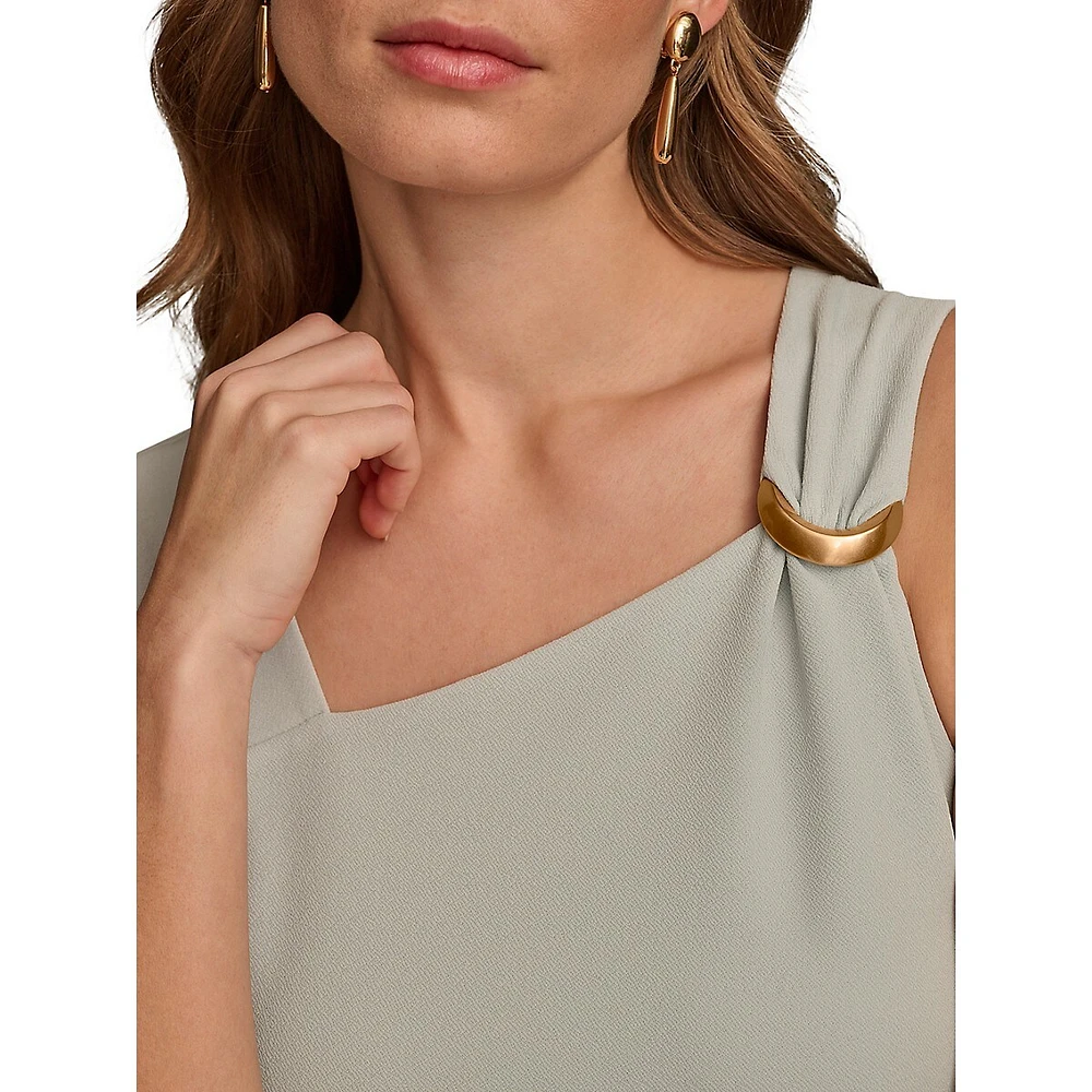 Donna Karan Asymmetric Sleeveless Hardware Top