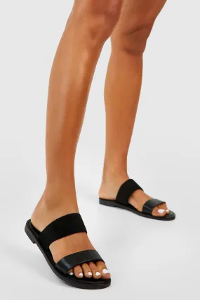 Double Strap Slip On Sandals