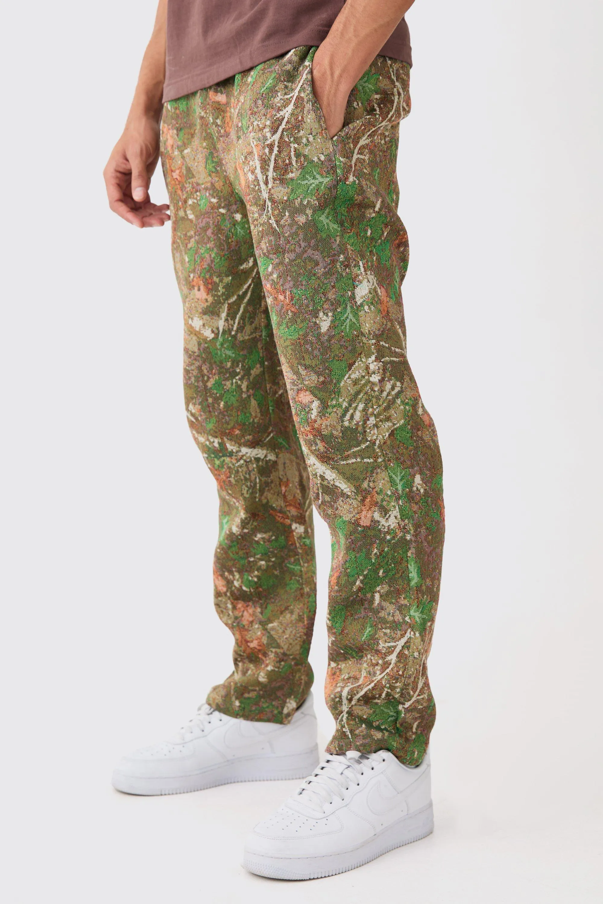 Elasticated Waist Straight Leg Camo Tapestry Pants