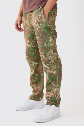 Elasticated Waist Straight Leg Camo Tapestry Pants