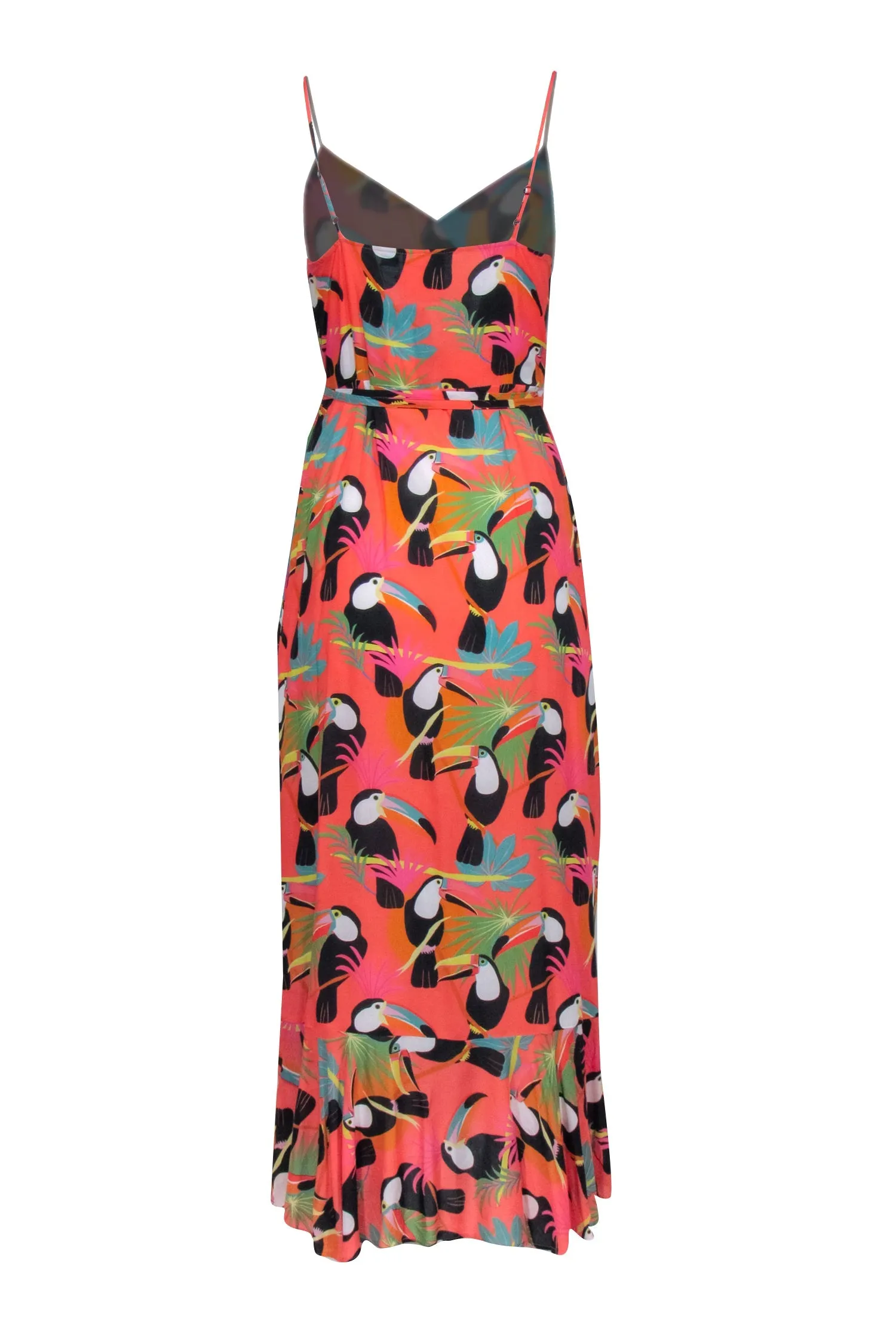 Farm - Pink & Blue Toucan Print Sleeveless Wrap Dress Sz S