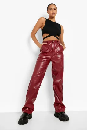 Faux Leather Pu Straight Leg Pants