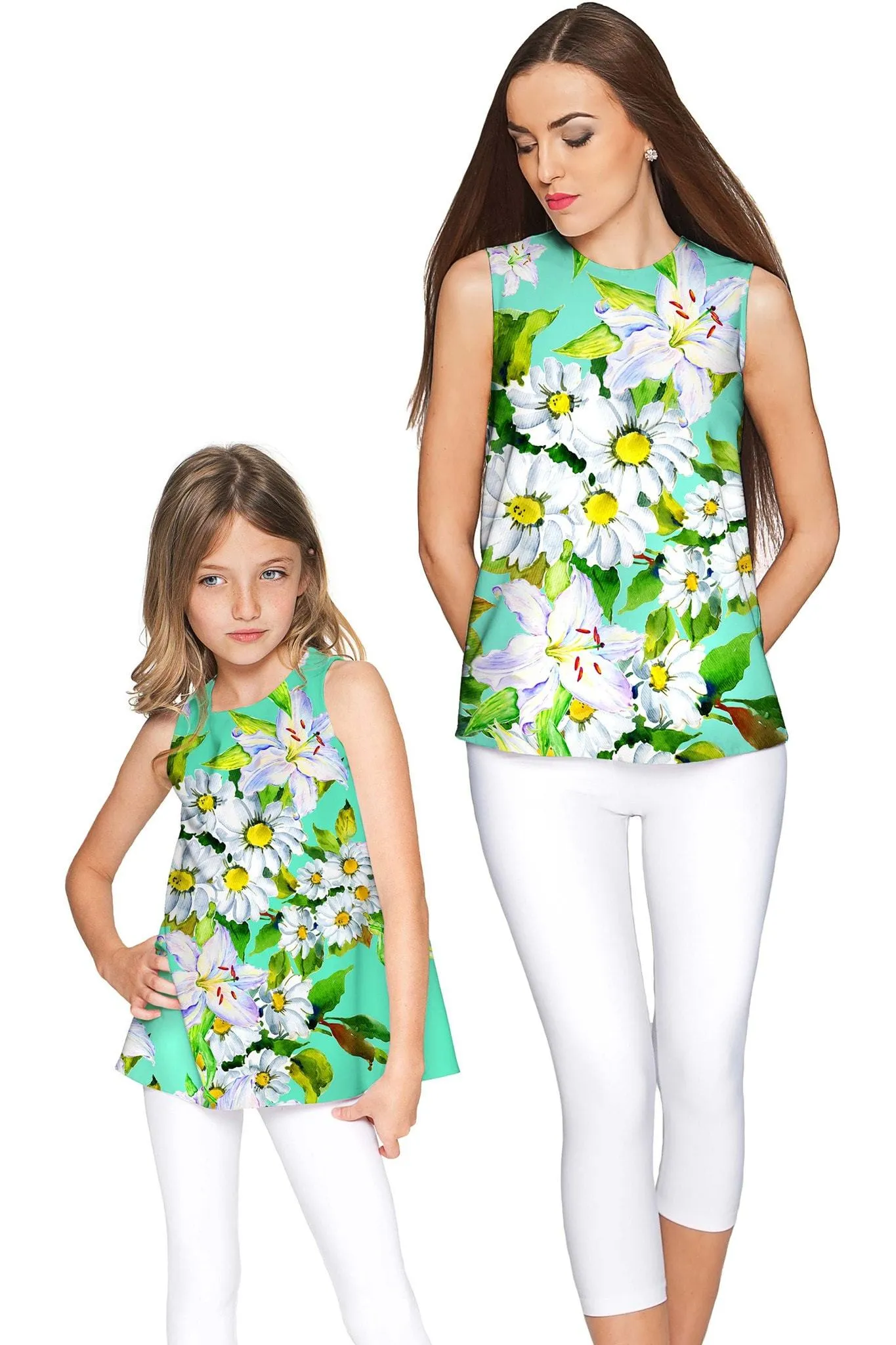 Flower Party Emily Green Sleeveless Summer Top - Women