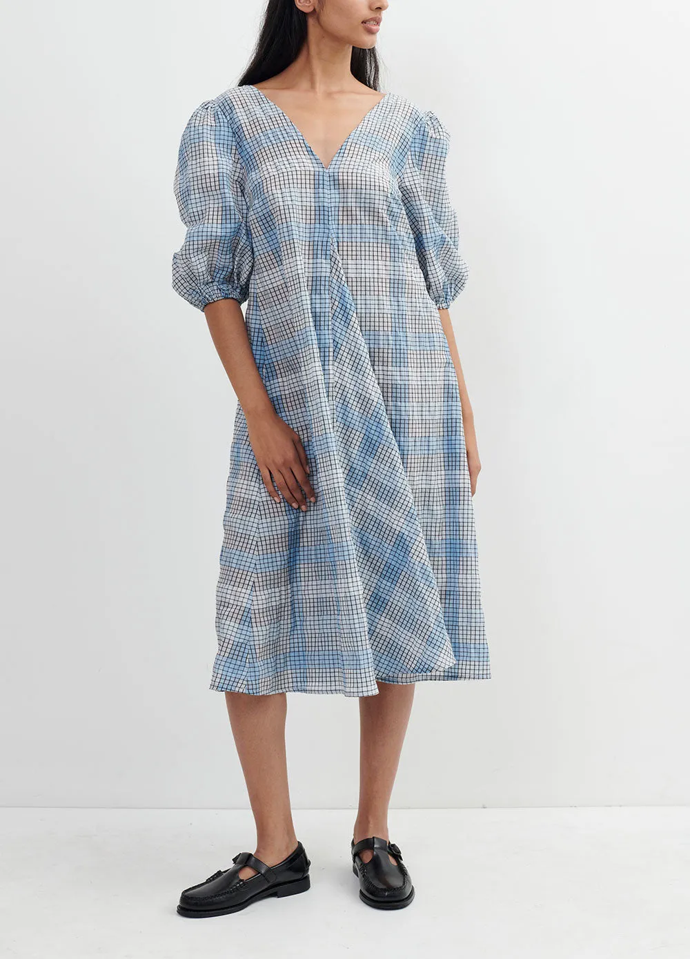 Ganni -  Seersucker Check Dress - Dress