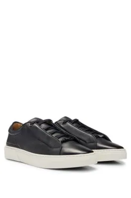 Gary grained-leather low-top trainers with branded metal lace loop