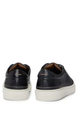 Gary grained-leather low-top trainers with branded metal lace loop