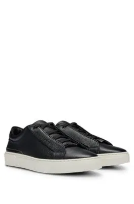 Gary grained-leather trainers with logo lace loop