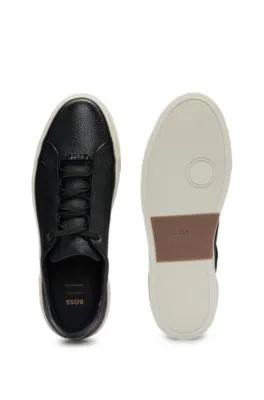 Gary grained-leather trainers with logo lace loop