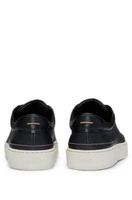 Gary grained-leather trainers with logo lace loop