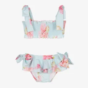 Girls Blue Floral Bikini