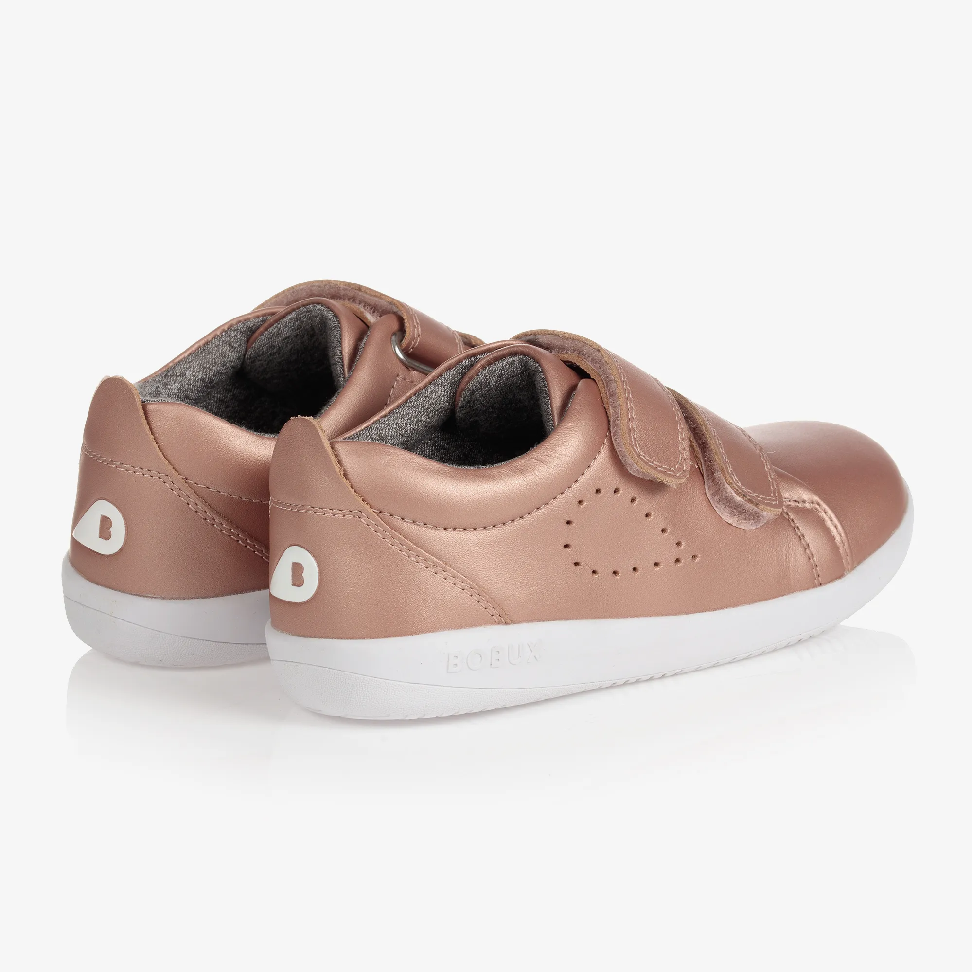 Girls Metallic Pink Leather Trainers